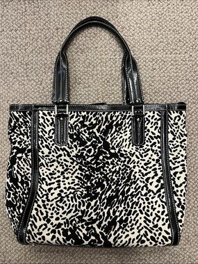 Talbots Black and White Animal-Print Tote
